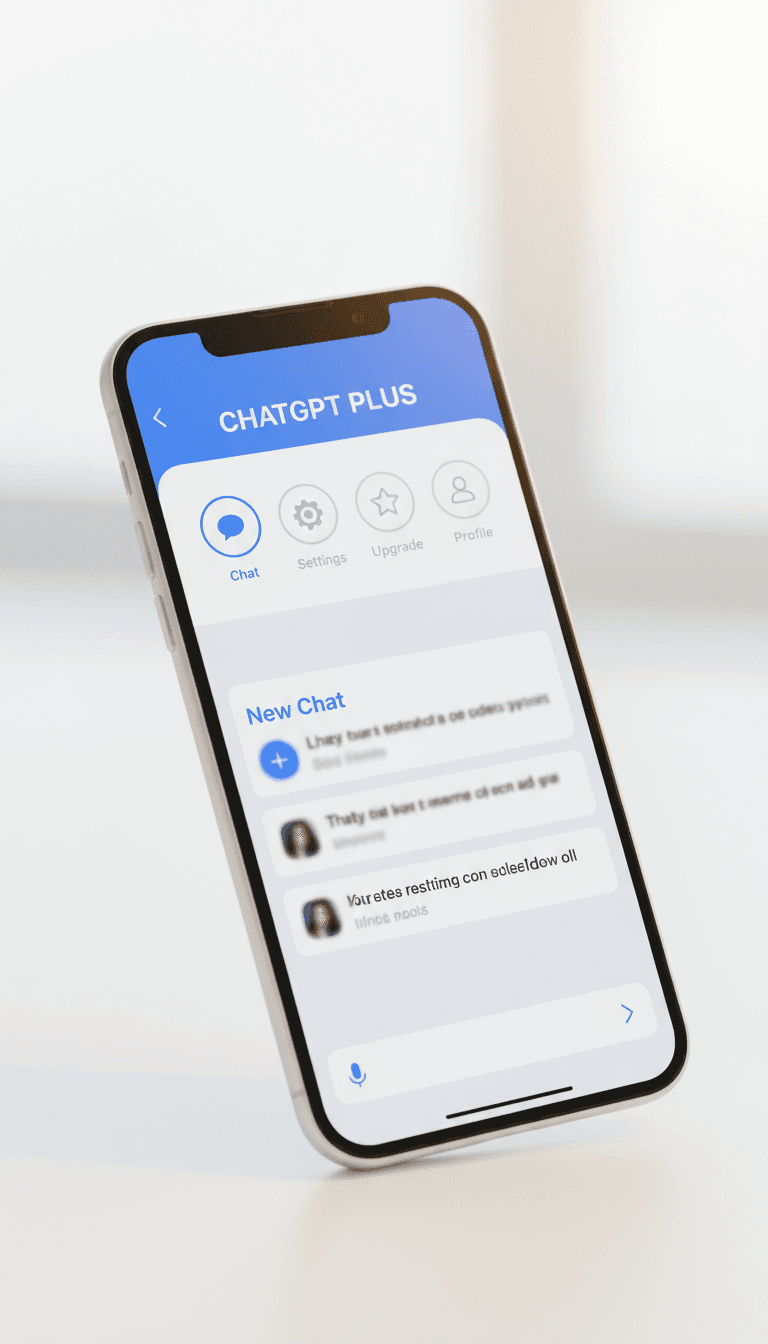 تطبيق ChatGPT Plus على هاتف ذكي يظهر لوحة التحكم