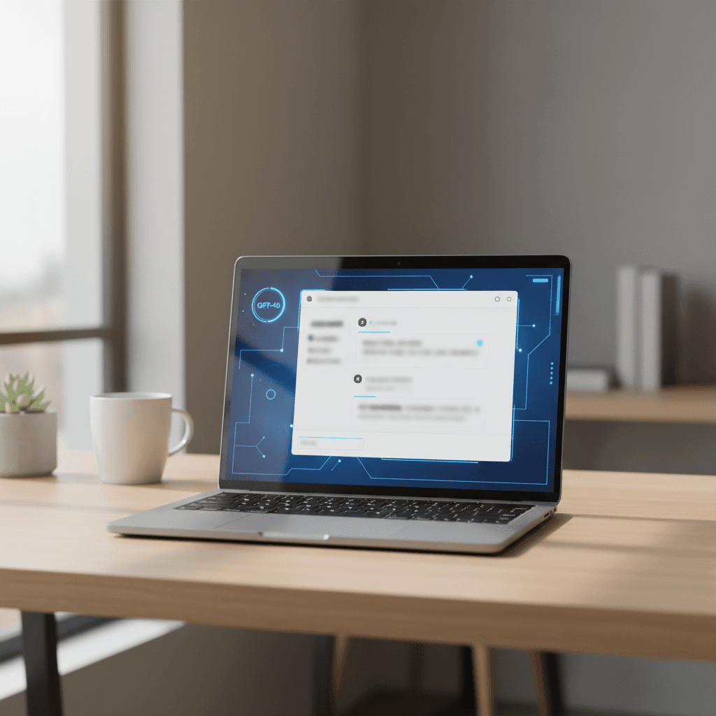 شاشة كمبيوتر تعرض واجهة ChatGPT Plus مع GPT-4o