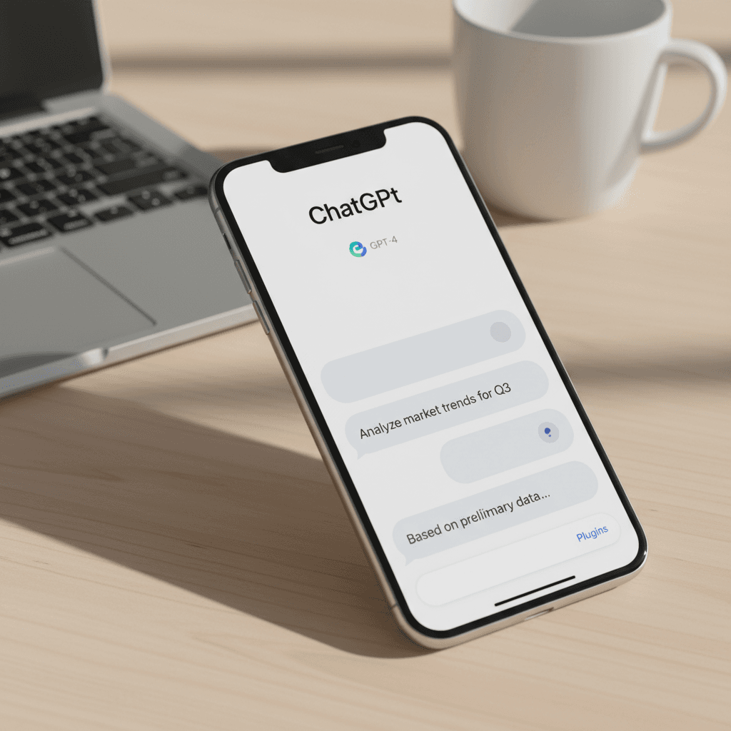 شاشة ChatGPT Plus تعرض واجهة GPT-4