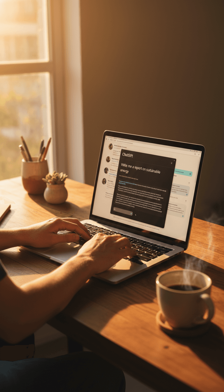 شخص يعمل على ChatGPT Plus على جهاز محمول