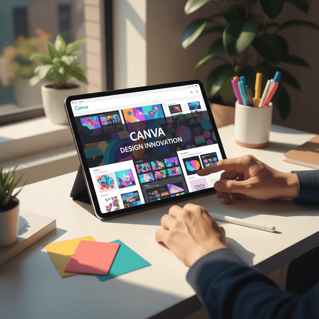 مصمم يعمل على تطبيق كانفا برو