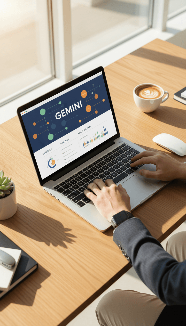 محترف يستخدم Gemini AI Pro على الكمبيوتر المحمول