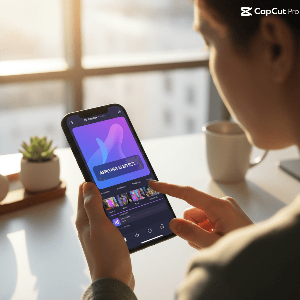 محرر فيديو يستخدم CapCut Pro على هاتفه الذكي