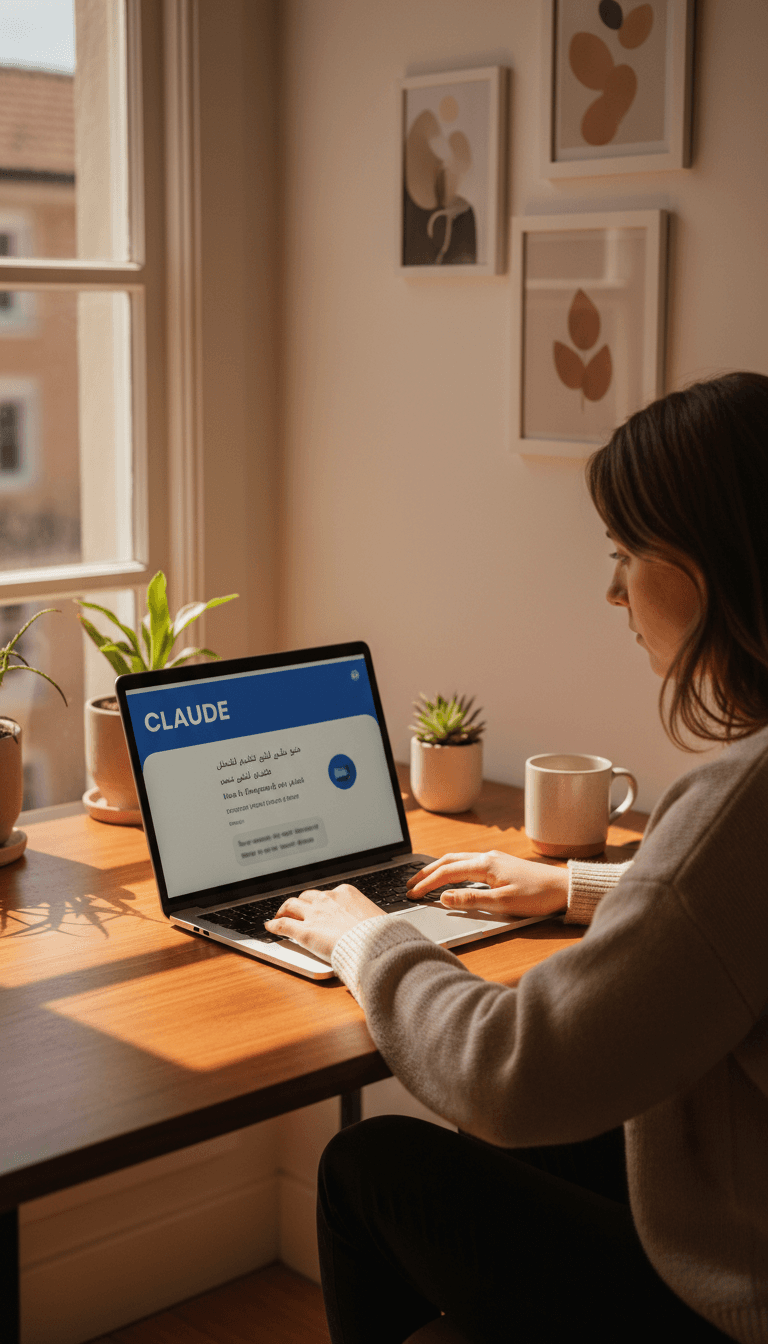 شخص يستخدم كلود آي بي برو على جهاز الحاسوب