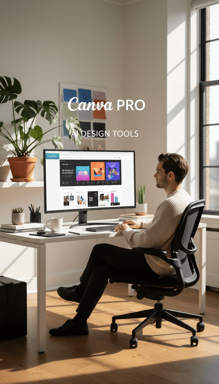 مساحة عمل احترافية مع كانفا برو على الشاشة