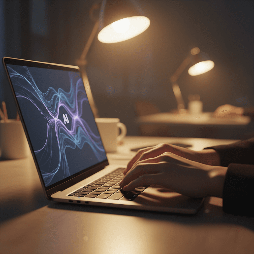 شخص ذكي يعمل على جهاز كمبيوتر محمول