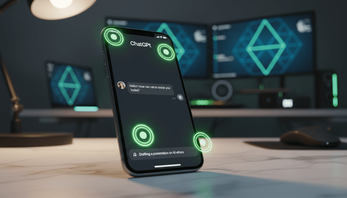 شاشة هاتف ذكي تعرض واجهة ChatGPT Plus مع مؤشرات التفعيل