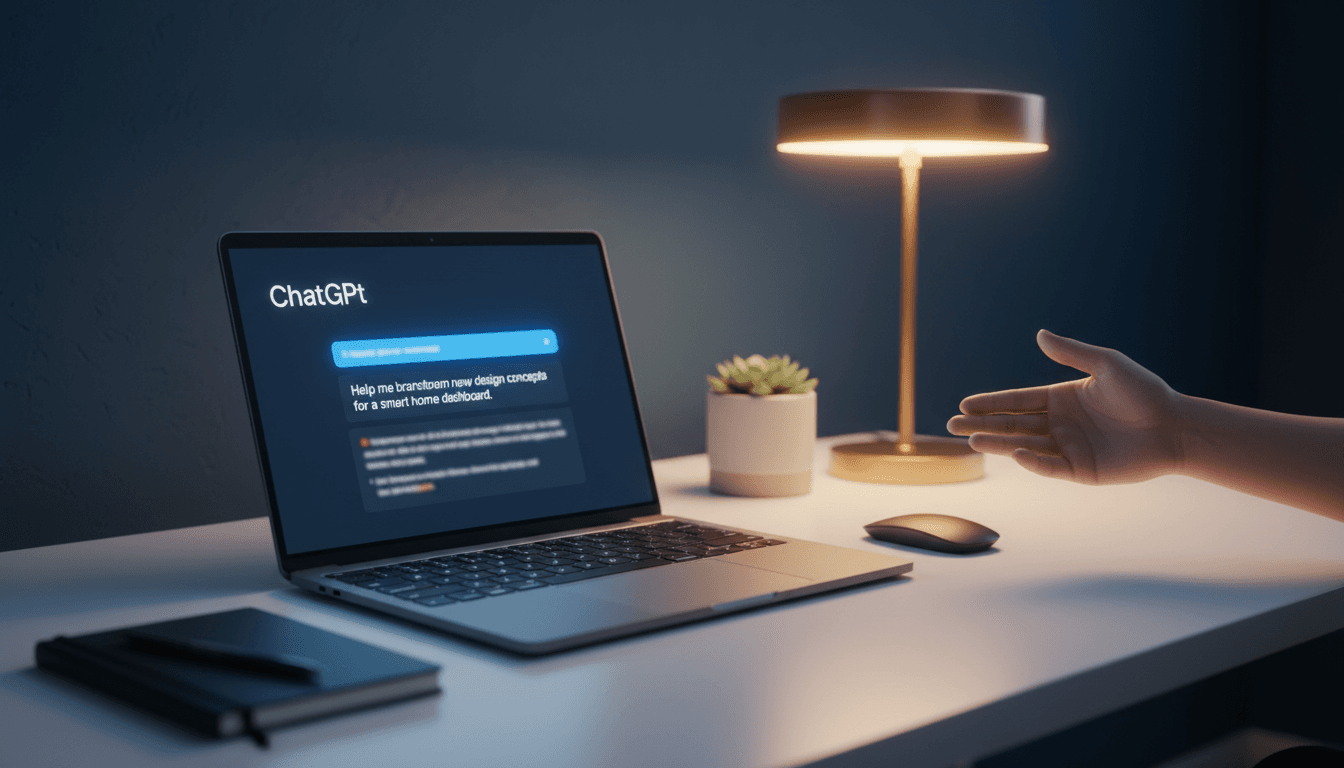 واجهة ChatGPT Plus على شاشة كمبيوتر محمول في بيئة عمل احترافية
