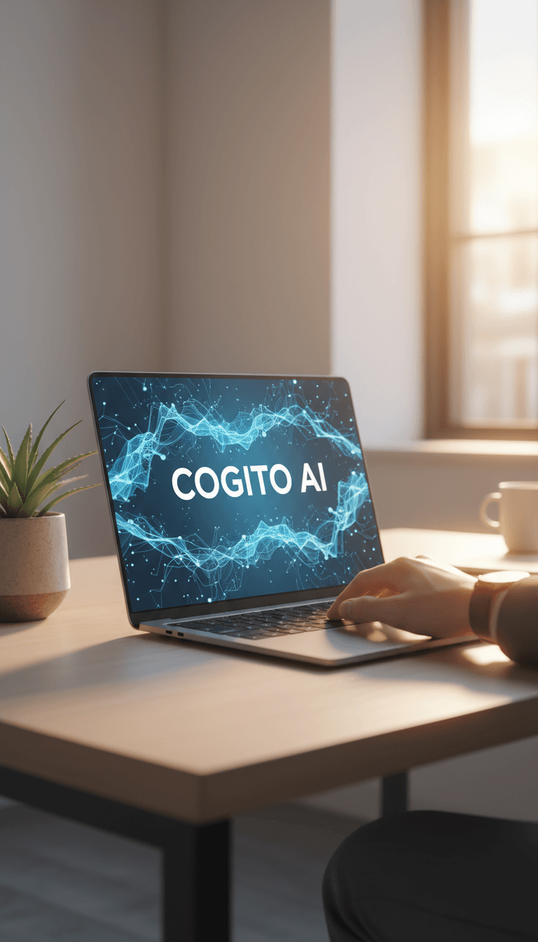 مساحة عمل رقمية حديثة مع واجهة ذكاء اصطناعي