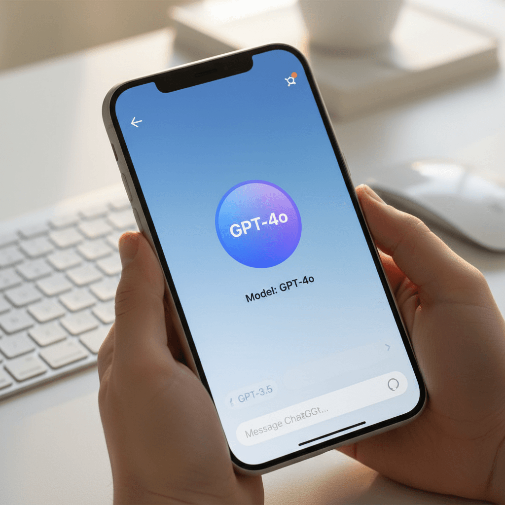 شاشة هاتف ذكي تعرض واجهة ChatGPT مع GPT-4o