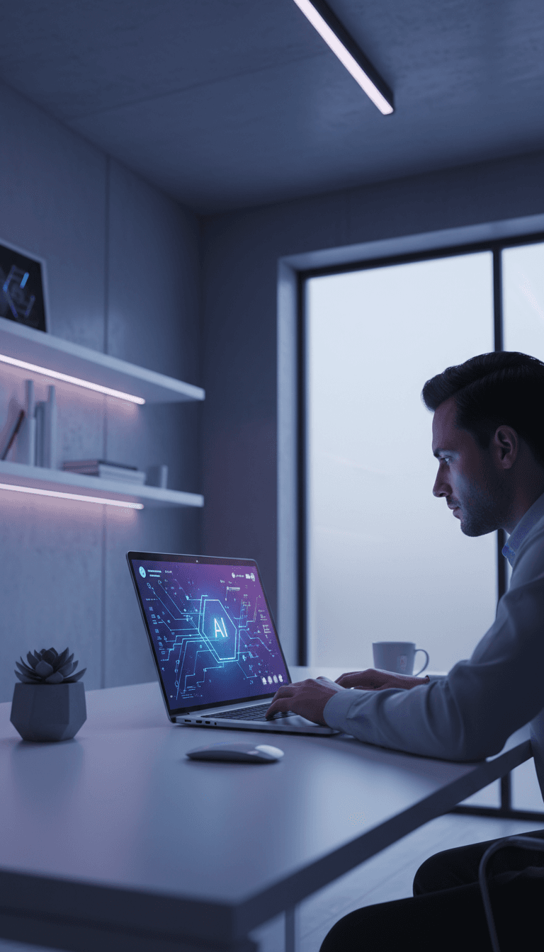 محترف يستخدم ChatGPT Plus مع تقنية GPT-4o المتقدمة على الشاشة