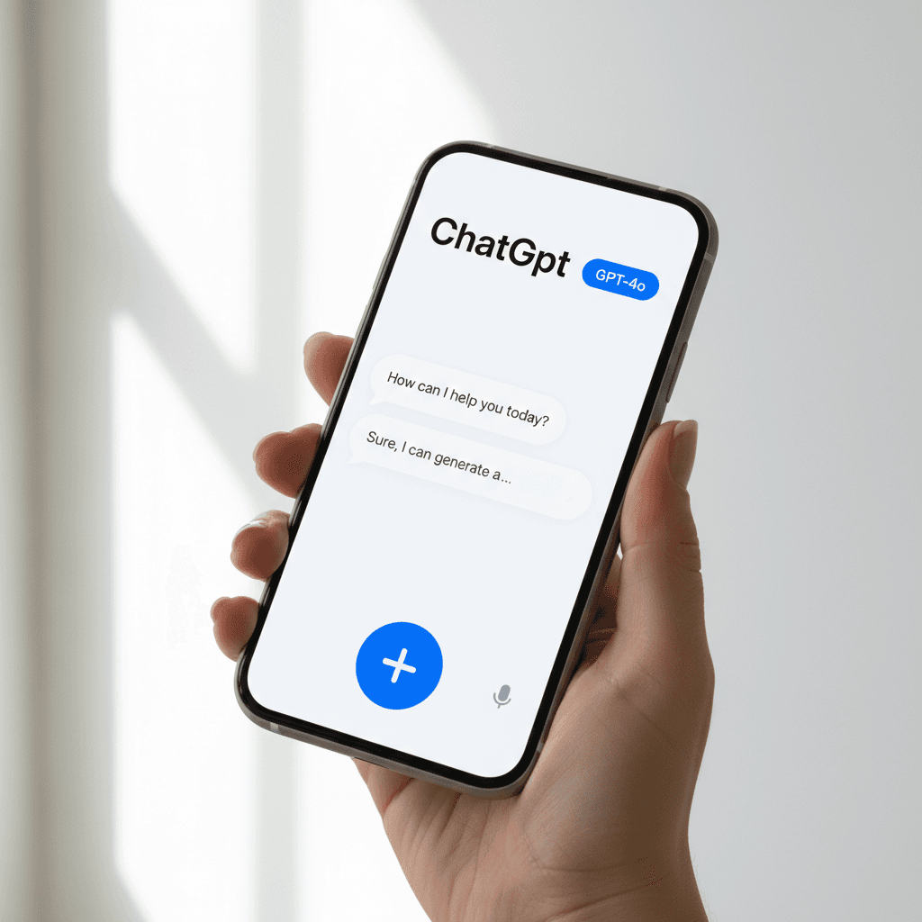 هاتف ذكي يعرض واجهة ChatGPT Plus