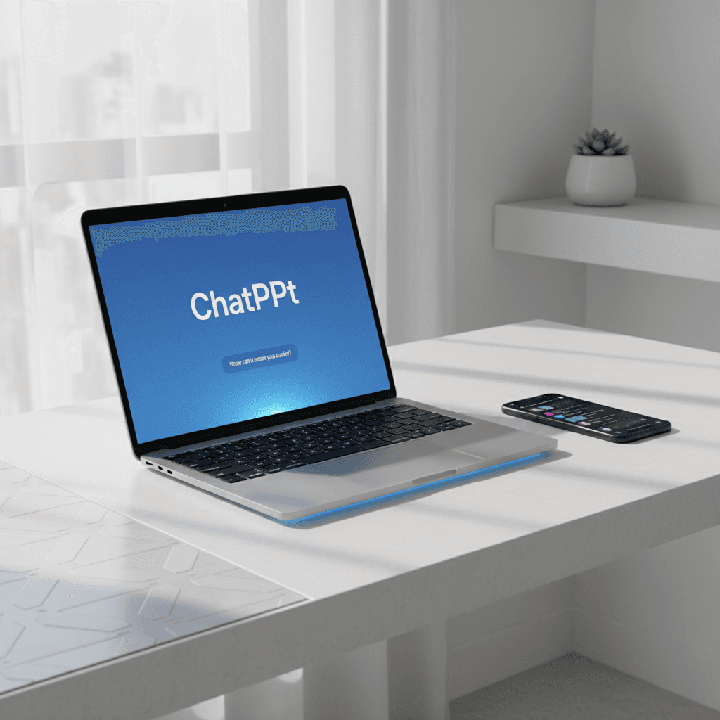 ChatGPT Plus واجهة مفعّلة على جهاز الكمبيوتر