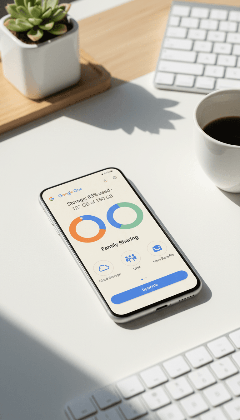واجهة جوجل ون تعرض مساحة التخزين السحابي والمشاركة العائلية