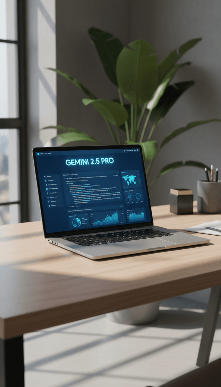 واجهة Gemini 2.5 Pro على جهاز حديث يعرض إمكانيات الذكاء الاصطناعي