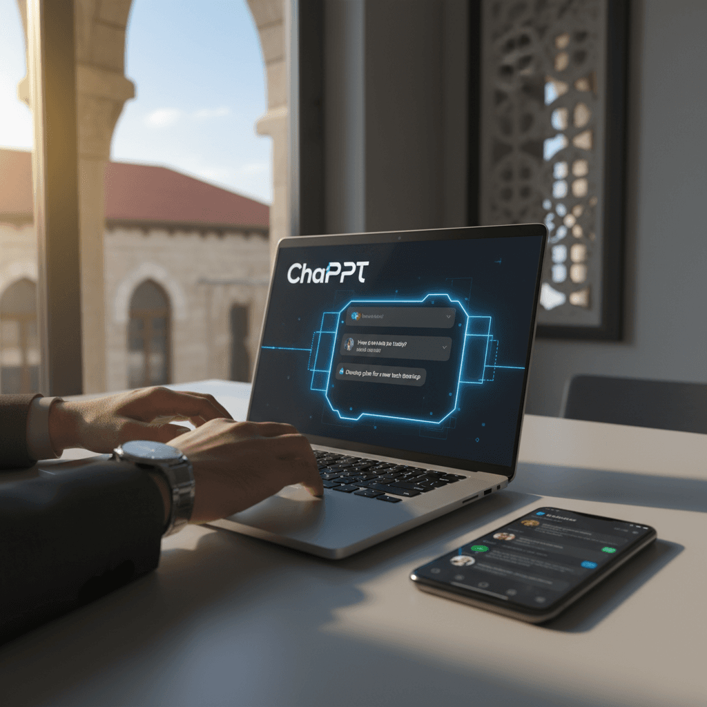 شخص يستخدم ChatGPT Plus على جهاز كمبيوتر محمول