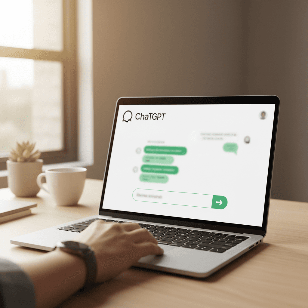 واجهة ChatGPT Plus مفتوحة على شاشة كمبيوتر محمول