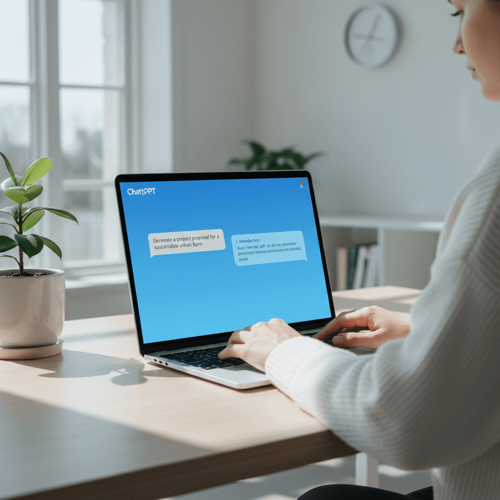 يد المستخدم على لوحة المفاتيح أثناء استخدام ChatGPT