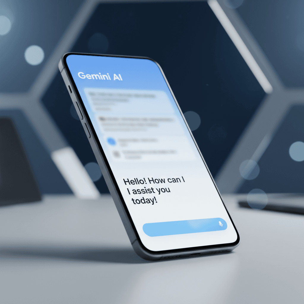 واجهة تطبيق Gemini AI Pro على الهاتف الذكي