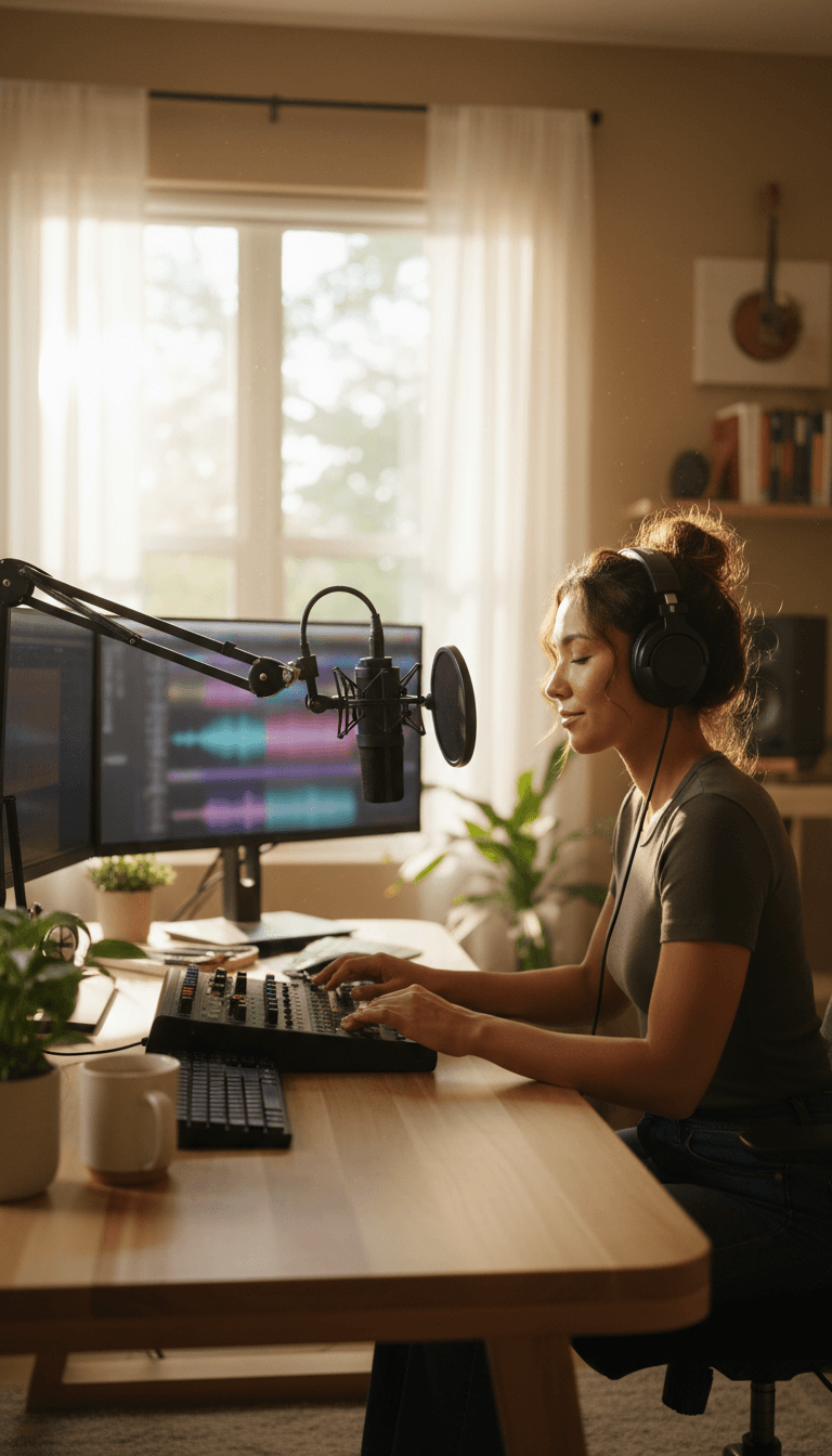 منشئ محتوى يستخدم خدمة توليد الصوت