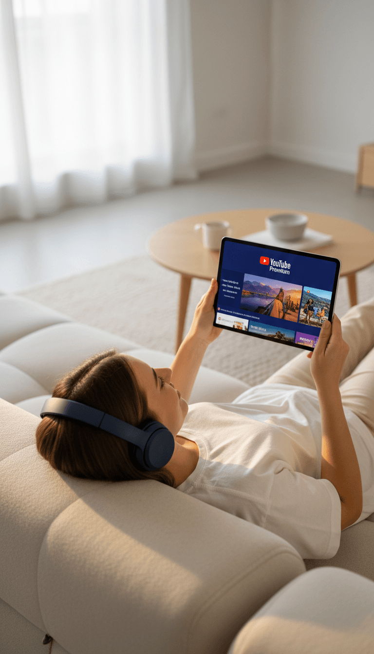 شخص يستمتع بمشاهدة يوتيوب بريميوم بدون إعلانات