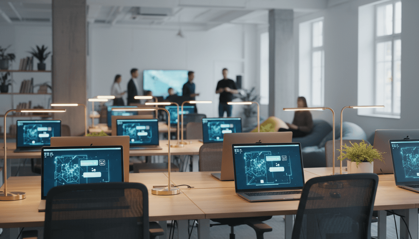 واجهة ChatGPT Plus على شاشة كمبيوتر في بيئة عمل حديثة