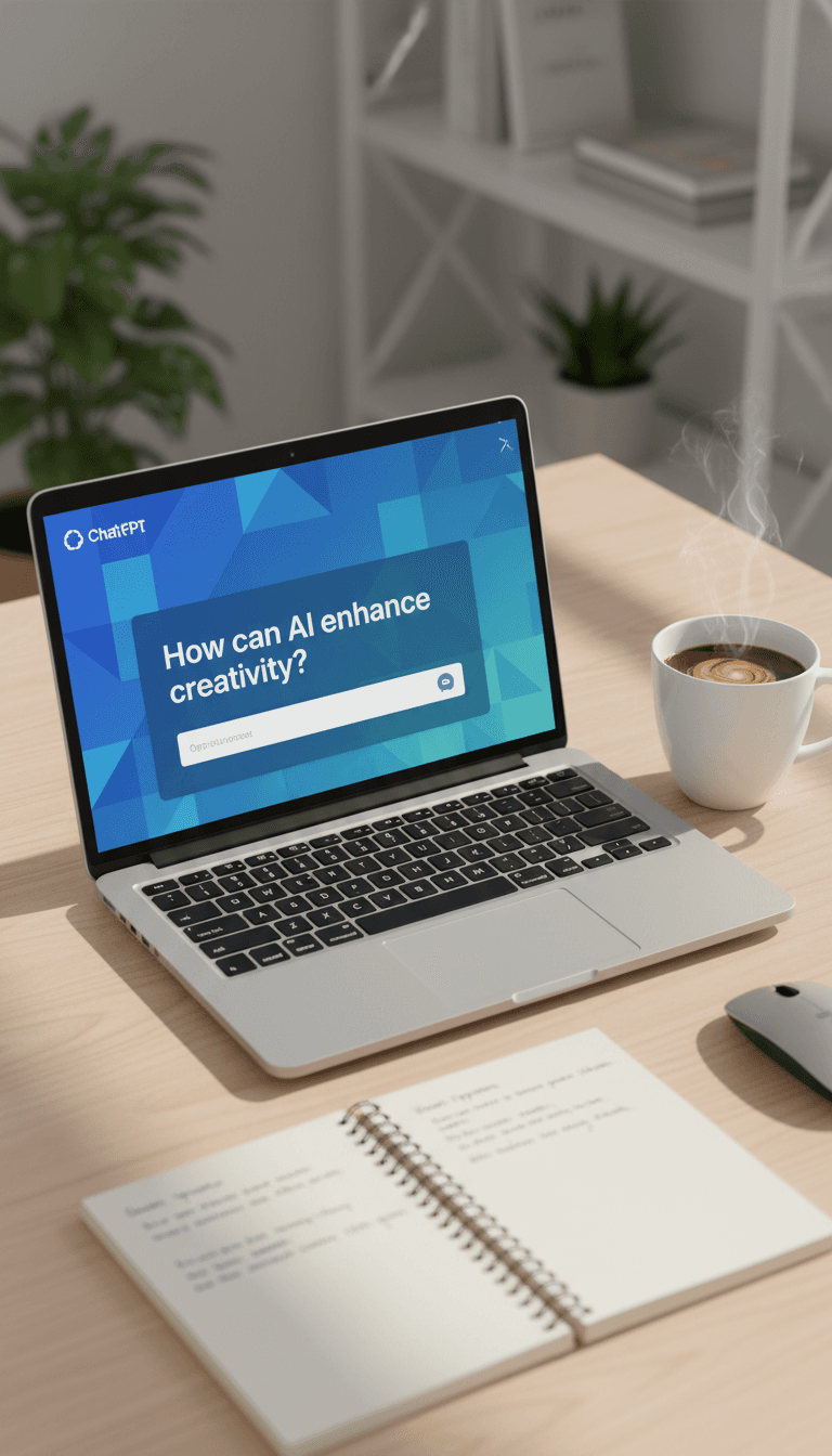 واجهة ChatGPT Plus على شاشة الكمبيوتر في مساحة عمل حديثة