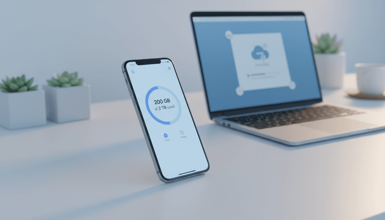 لقطة شاشة لتطبيق جوجل ون على هاتف ذكي مع لوحة تحكم التخزين السحابي