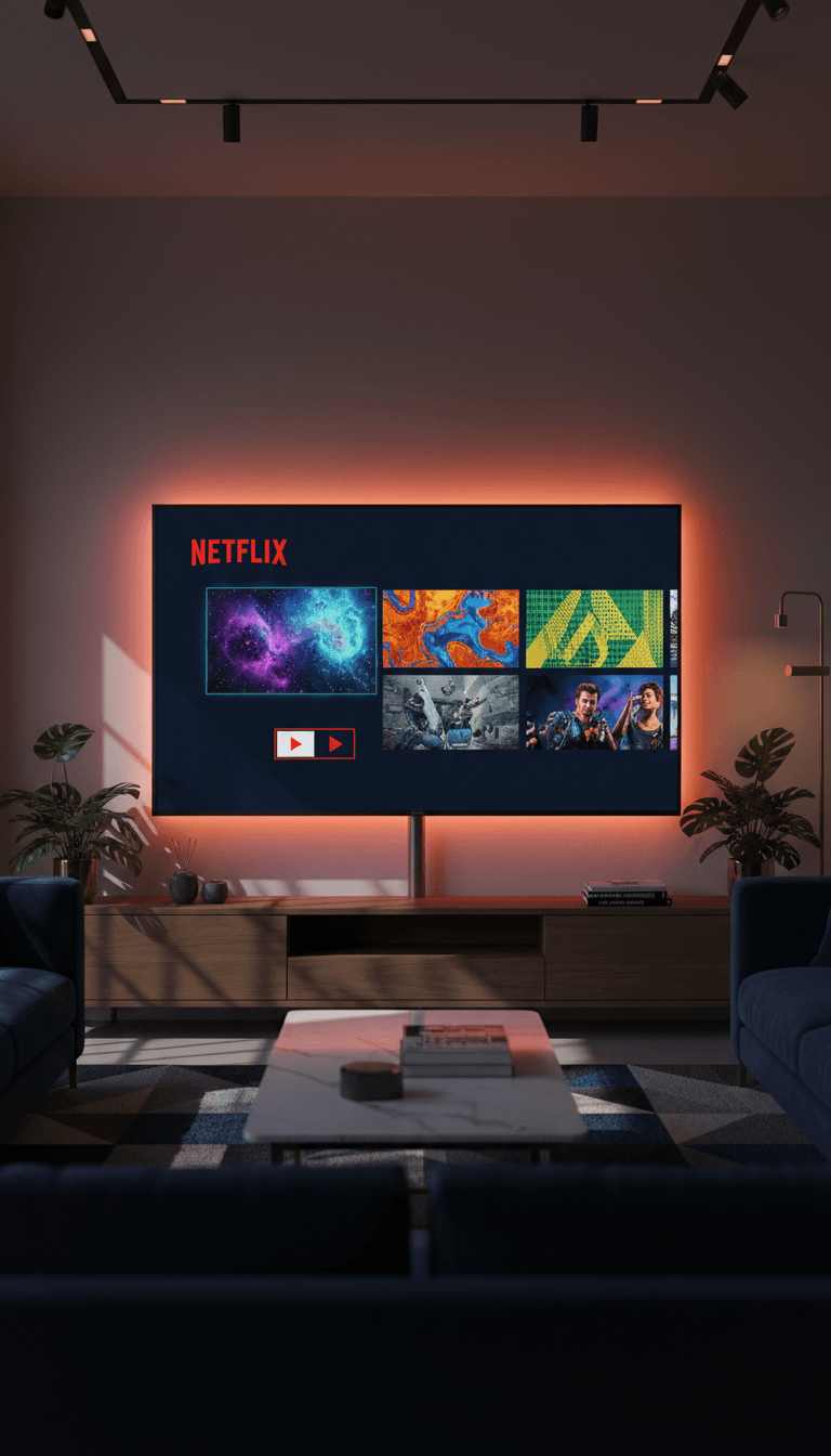 تجربة مشاهدة نتفليكس على شاشة 4K UHD في منزل عصري