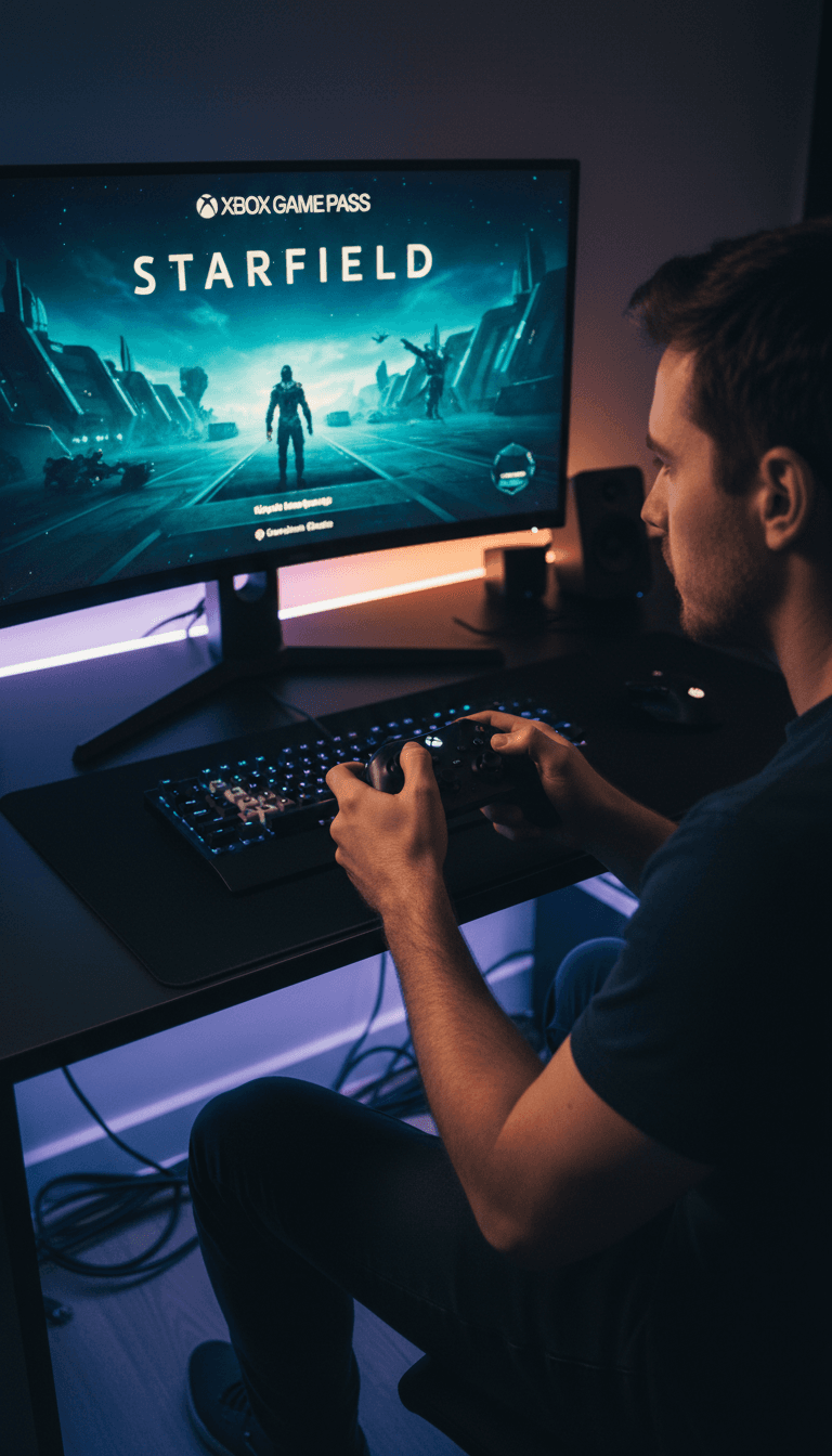 لاعب يستمتع بلعبة Xbox Game Pass على الشاشة